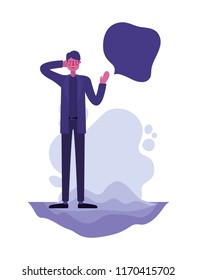 young man with speech bubble character