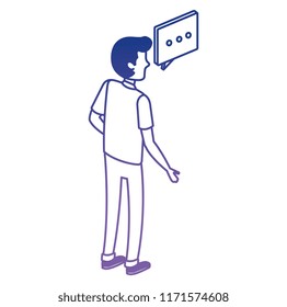 young man with speech bubble character