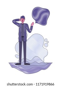 young man with speech bubble character