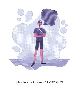 young man with speech bubble character