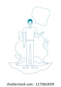 young man with speech bubble character