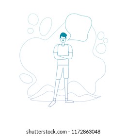 young man with speech bubble character