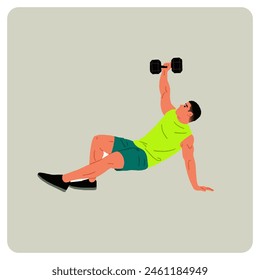 Young Man in sportswear posing in Gym, Workout, Fitness apparel, doing exercise, Flat vector illustrations on isolated background