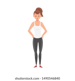 Young Man Standing with Closed Eyes, Calm and Relaxing Mother Vector Illustration