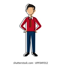 young man standing with folded arms front view