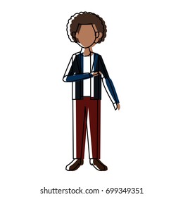 young man standing with folded arms front view