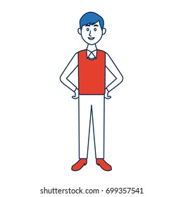 young man standing with folded arms front view