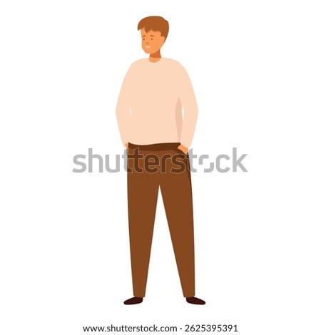 Young man standing with his hands in his pockets is looking away