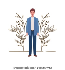 young man standing with landscape background