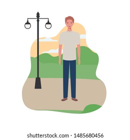 young man standing with landscape background