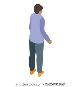 Young man standing looking showing presenting isometric 3d icon