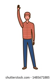 young man standing on white background