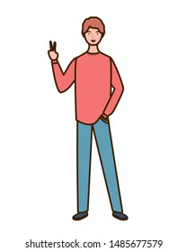 young man standing on white background