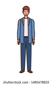 young man standing on white background