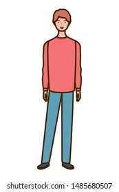 young man standing on white background