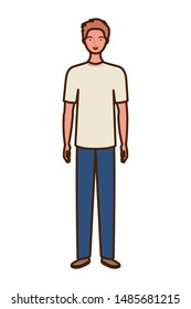 young man standing on white background