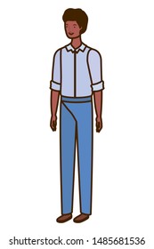 young man standing on white background