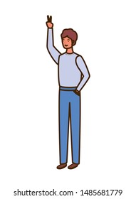 young man standing on white background