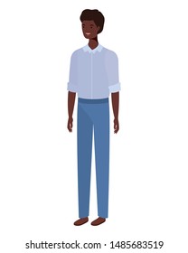 young man standing on white background