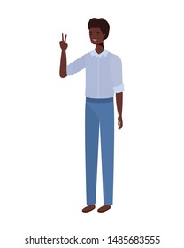 young man standing on white background