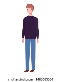 young man standing on white background
