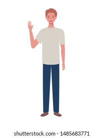 young man standing on white background
