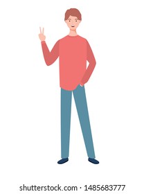 young man standing on white background
