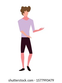 young man standing on white background vector illustration design