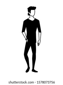 young man standing on white background vector illustration design