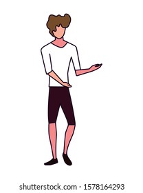 young man standing on white background vector illustration design