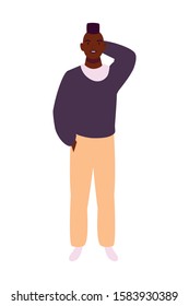 young man standing on white background vector illustration design