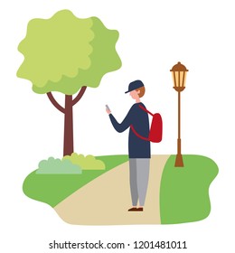 young man standing in the park activity