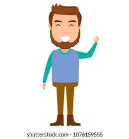 Young man standing and smile ,Man flat illustrator vector design
