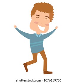 Young man standing and smile ,Man flat illustrator vector design