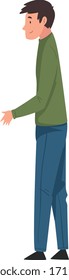 Young Man Standing and Stretching Hand for Handshake Vector Illustration