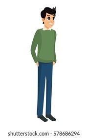 young man standing stylish design
