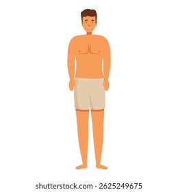 Young man standing in underwear smiling at beach or resort