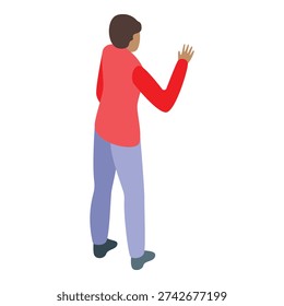 Young man standing and waving his hand