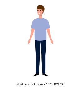 young man standing in white background