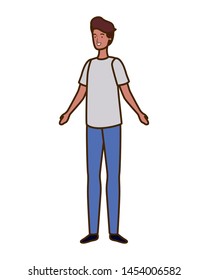 young man standing in white background