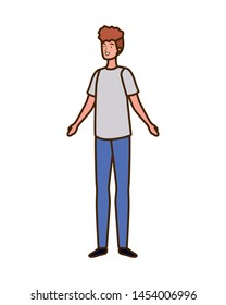 young man standing in white background