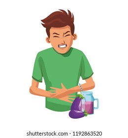 Young man with stomach ache