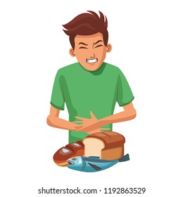 Young man with stomach ache