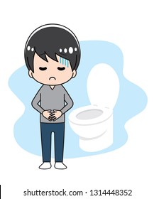 A young man with a stomachache