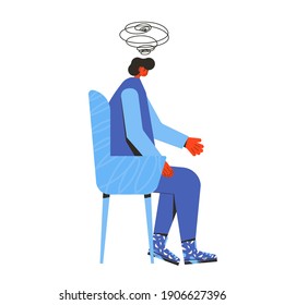 Young man in stress. Male patient with psychological problems, Teenager needed professional support. Mental health. Vector flat illustration.
