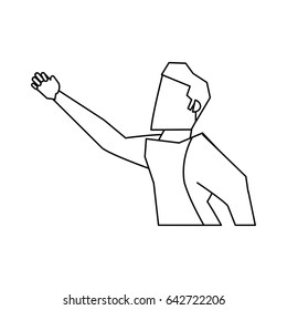 young man stretching arm icon image 