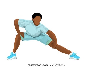 young man stretching without background