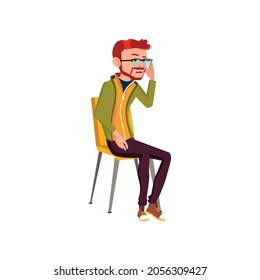 young man student answering on exam cartoon vector. young man student answering on exam character. isolated flat cartoon illustration