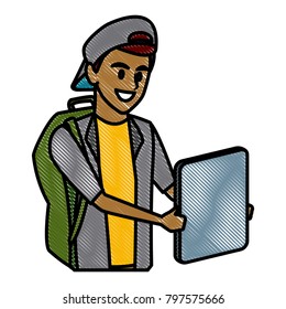 Young man student cartoon