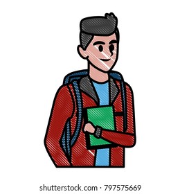 Young man student cartoon